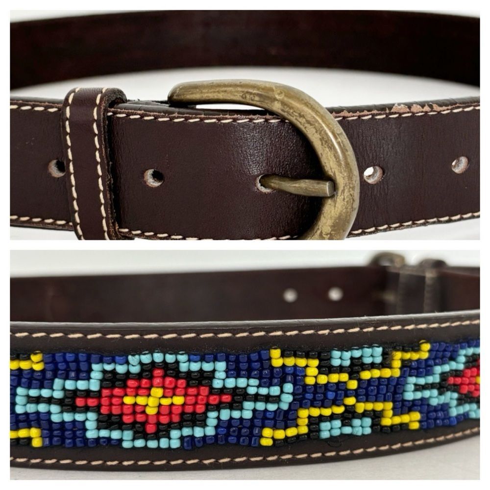J. Crew Beaded Leather Belt Size 32